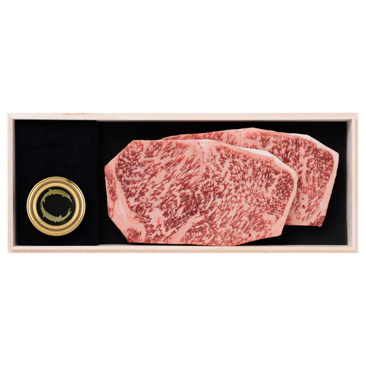 千屋牛ステーキセット サーロインＤ｜千屋牛ステーキ（サーロイン）肉200g×2と新見フレッシュキャビア（ベステル）塩分3.5% 15gのセット